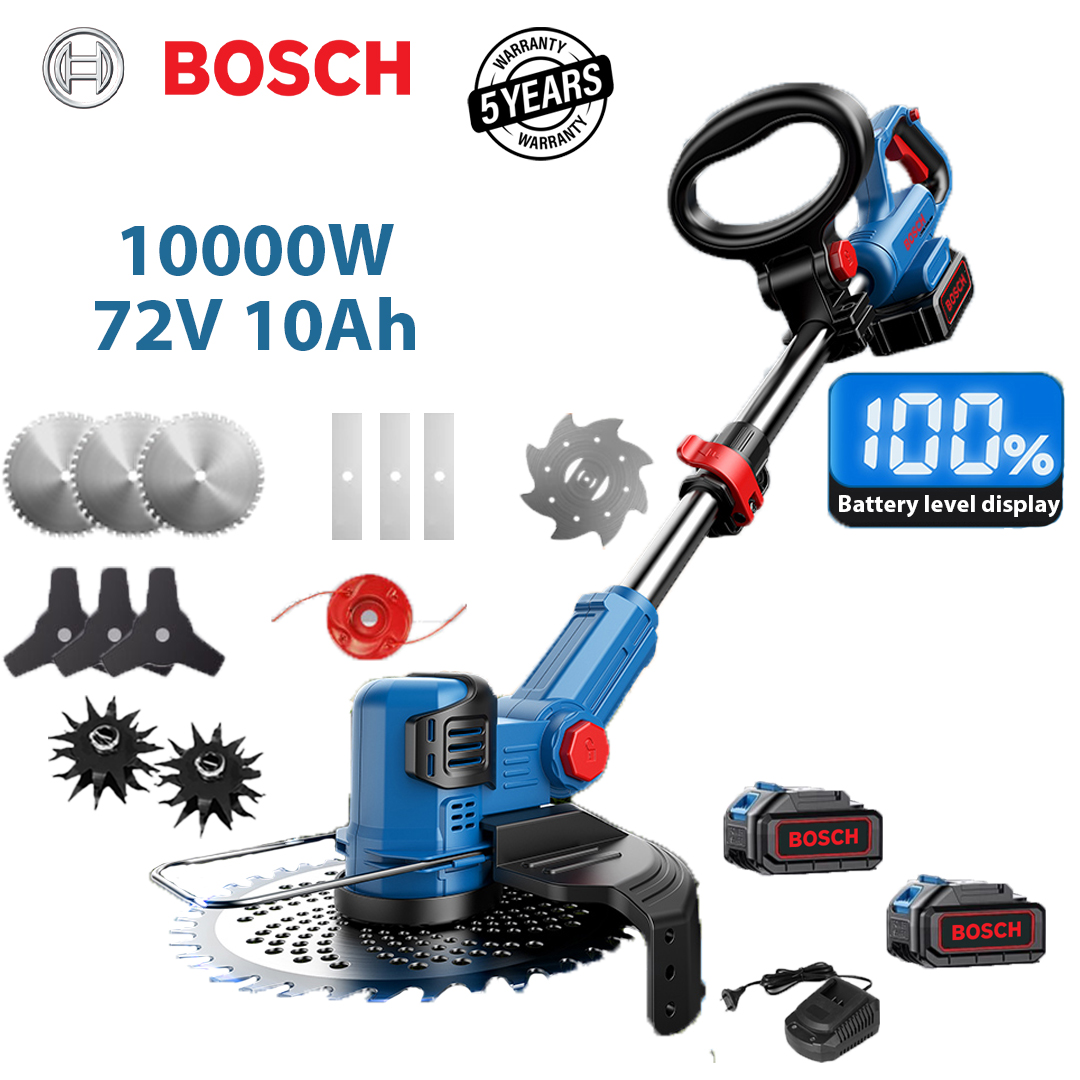 Nadograđeni model: 10000 W (72 V 10 Ah litijeva baterija * 2 + aluminijska oštrica * 2 + trokutasta oštrica * 2 + ravna oštrica * 2 + aluminijsko uže za rezanje * 1 + oštrica protiv zapetljavanja * 1 + glava za plug * 2 + brzi punjač * 1)