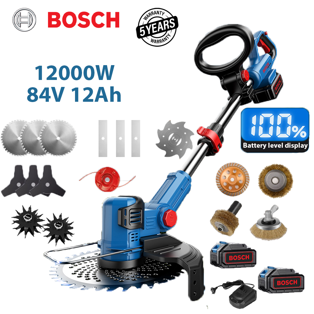 Nadograđeni model: snaga 12000 W (s litijevom baterijom 84V12Ah*2+oštrica od legure*3+trokutna oštrica*3+ravna oštrica*3+uže za rezanje od legure*1+oštrica protiv zapetljavanja*1+glava za oranje*2+glava za brušenje od legure*1+velika glava žičane četke*1+mala glava žičane četke*1+glava za poliranje cijevi*1+brzi punjač*1)